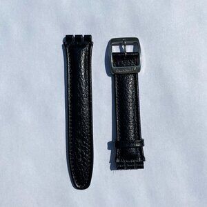 Genuine Swatch leather replacement band, 19 mm, black, brand new